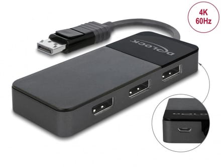 Delock DisplayPort 1.4 Splitter 1 x DisplayPort zu 3 x DisplayPort MST