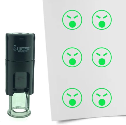 CombiCraft Stempel Smiley Boos 10mm rond - Groene inkt