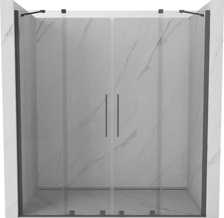 Mexen Velar Duo schuifbare douchedeur 200 , transparant, geborsteld grijs - 871-200-000-02-66