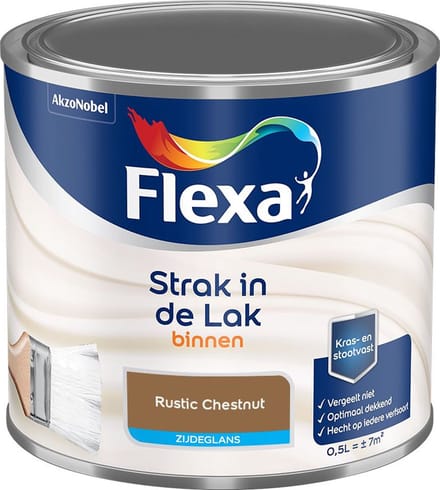 Flexa - Strak In De Lak Binnenlak Zijdeglans - Rustic Chestnut - Mengverf - 500 Ml