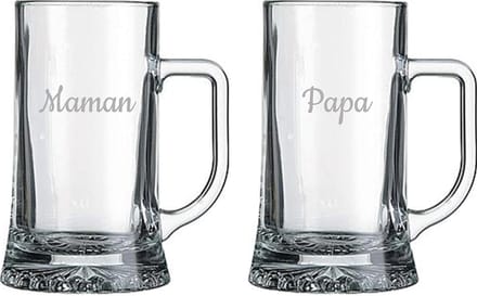 Bierpul gegraveerd - 50cl - Maman & Papa