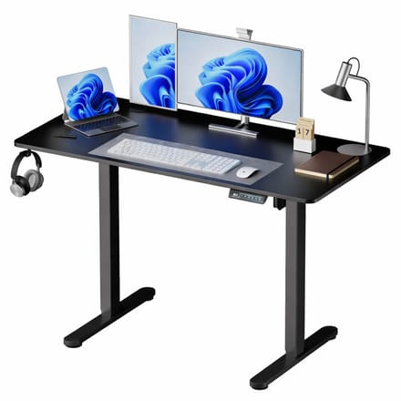 Zit sta bureau - 120 x 60 cm - hoogte verstelbaar - zwart