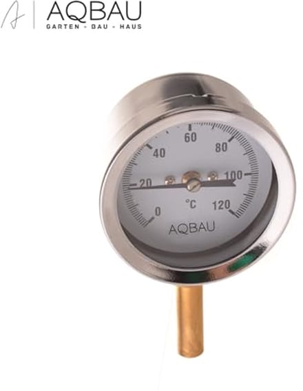 Bimetalen thermometer wijsthermometer 0 - 120 °C met dompelhuls 1/2 inch