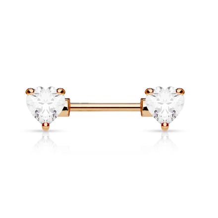 Tepelpiercing hart met steen 1.6x16 - rose - LMPiercings