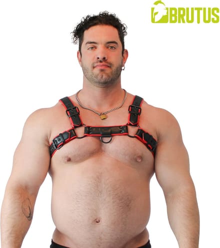 BRUTUS Vegan Bulldog Harness Black-Red L/XL