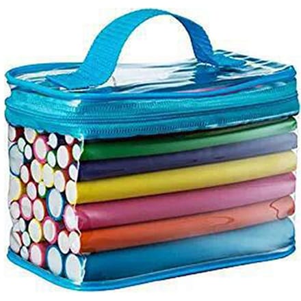 Bigoudis Flexibles Doux Portables Sans Chaleur Bigoudis avec Sac Bleu pour Salon de Beauté blue