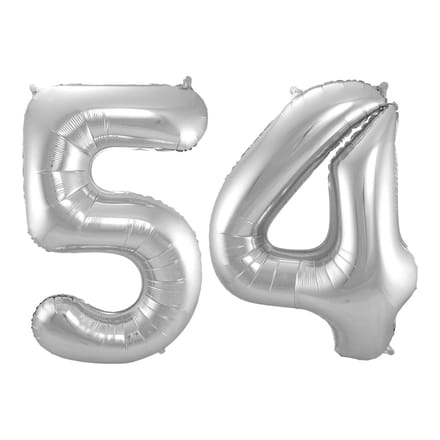 Folieballon 54 jaar - Zilver - 86 cm