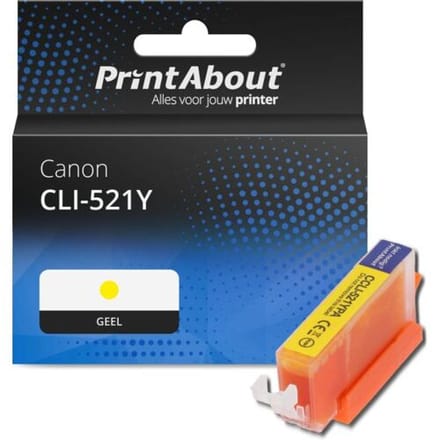 PrintAbout Inktcartridge CLI-521Y Geel geschikt voor Canon