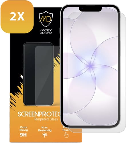 2-Pack MobyDefend Screenprotectors - Geschikt voor iPhone 17e - Case-Friendly Screensavers - Gehard Glas