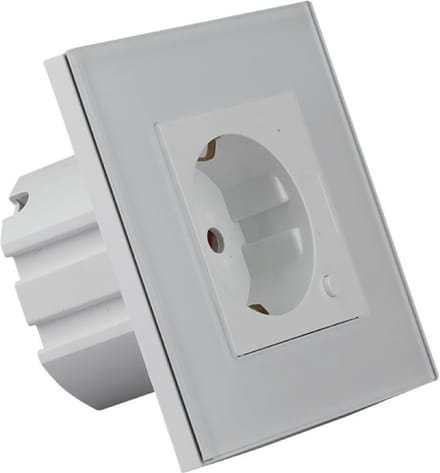 Wandcontactdoos Smart WiFi - Nirano Wimo - Inbouw - 1-voudig - Randaarde - Incl. Glazen Afdekraam - Wit