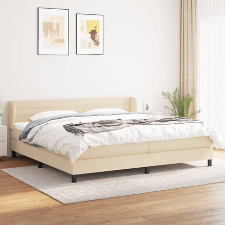 vidaXL - Boxspring - met - matras - stof - crèmekleurig - 200x200 - cm