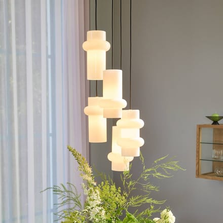 Hübsch Hanglamp Pilule Down, mat wit, Ø 15 cm, glas