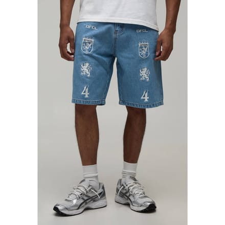 Relaxed Denim Shorts Met Badge Applicatie | Light Blue | Size 32