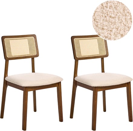 EMBAR - Eetkamerstoel set van 2 - Bruin - Rubberhout/Bouclé