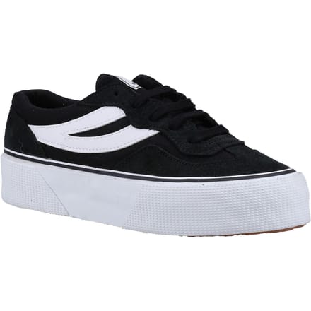 Superga 3041 Revolley Colorblock Platform Leer Dames Zwart/Wit Trainers