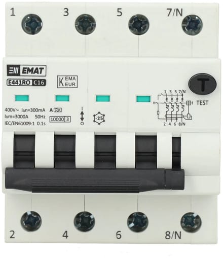 EMAT aardlekautomaat 4-polig 16A C-kar 300mA (85006511)