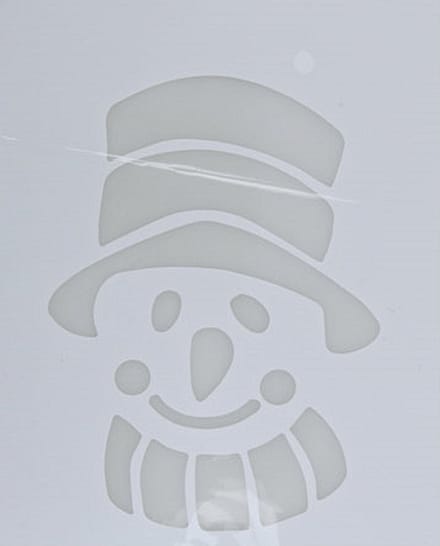 Kerst raamsjabloon sneeuwpop hoofd - wit - 35 cm - raamdecoratie - kerstversiering - sneeuwspray sjabloon