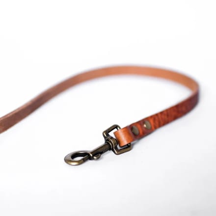 Cooper & Quint No Fuss Hondenriem Leer- Camel - Smal - 140cm - Oud Messing