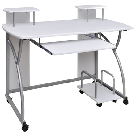 vidaXL - Computerbureau - 110x52x88,5 - cm - bewerkt - hout - wit