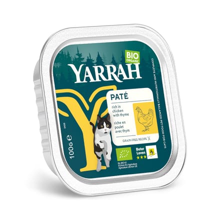 16x100g Yarrah BIO Paté Kip & Tijm Natvoer voor katten