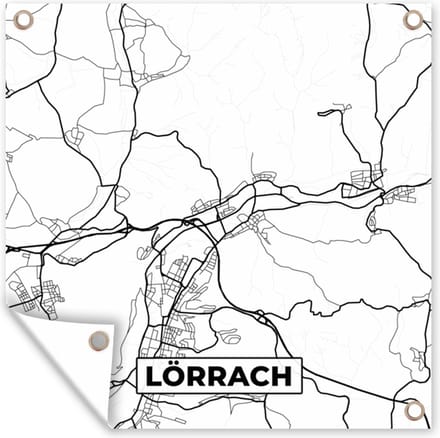 Tuindoek Plattegrond - Kaart - Lörrach - Stadskaart - 100x100 cm