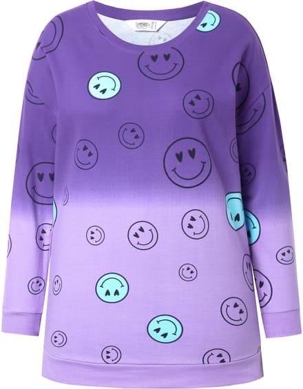 Angel of Style - Dames - Sweatshirt oversized kleurverloop smiley lange mouwen - Purper - Maat 44