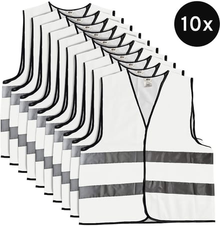 Mexxo Veiligheidshesje wit - set van 10 - one size - reflecterend - 100% polyester