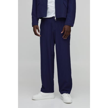 Krijtstreep Relaxed Fit Getailleerde Co-ord Pantalon | Navy | Size 34