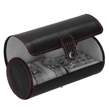 Springos Horlogedoos - Horlogebox - Sieraden - Carbon - Zwart - 2 Horloges
