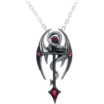 Alchemy Gothic - Gothic Halsketting - Dragon Cross - zwart-zilverkleurig