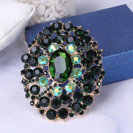 Broche exquise en verre de luxe avec strass en cristal de grande taille, accessoires de vêtements haut de gamme black
