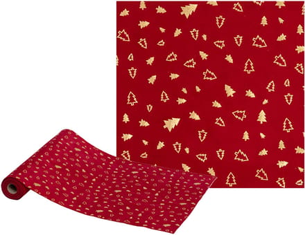 Fééric Lights and Christmas Kerst Loper - Tafelloper - 30x300cm - Rood/Goud