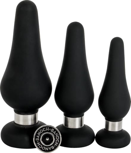 Banoch | Buttplug set ring luxe | Siliconen zwart | 3-delig