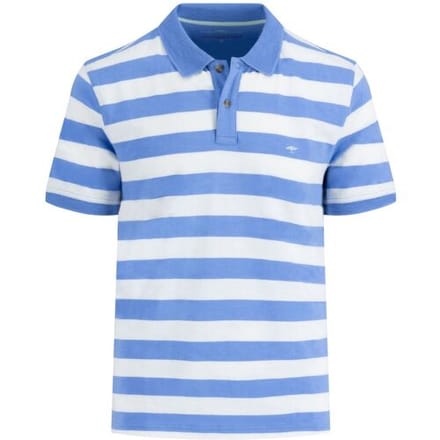 Fynch-Hatton Polo Striped Slub Cotton Subtle Texture Crystal Blue / male