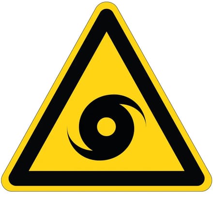 Pas op voor orkaan waarschuwingssticker - W085 | 40 cm