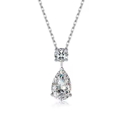 Simple Water Drop Necklace Crystals Silver