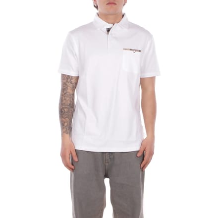 Polo Barbour wit korte mouw 3 knoops borstzak normale fit