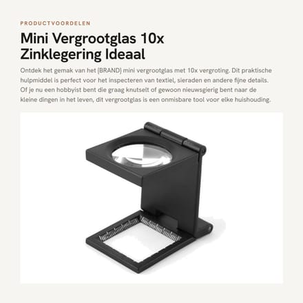 Dailygoods- Vergrootglas 10x - Mini Vergrootglas - Zinklegering - Herbruikbare Verpakking - Optisch Gereedschap - Voor Textiel/Sieraden - Loep