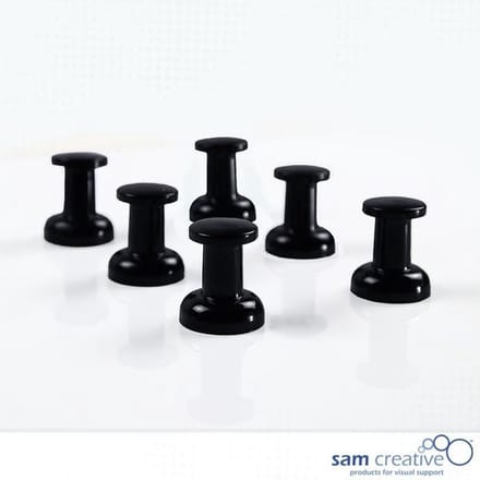 Sam Creative Whiteboard Magneten - Prikbord Jumbo Pins - 20mm - Zwart - 6 stuks