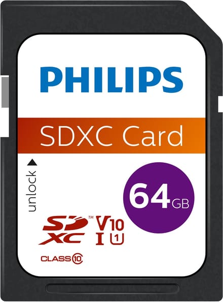 Philips SDXC geheugenkaart 64GB - Class 10 - UHS-I U1 - FM64SD55B
