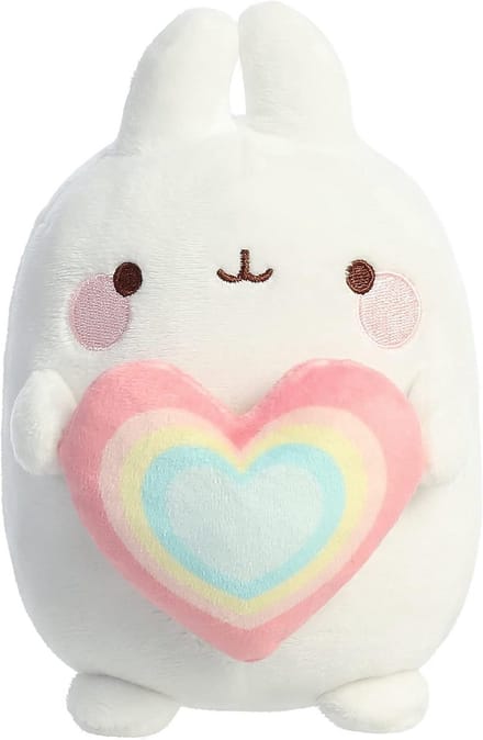 Zacht Pluche Knuffel Konijn met Regenboog Hart - 15 cm