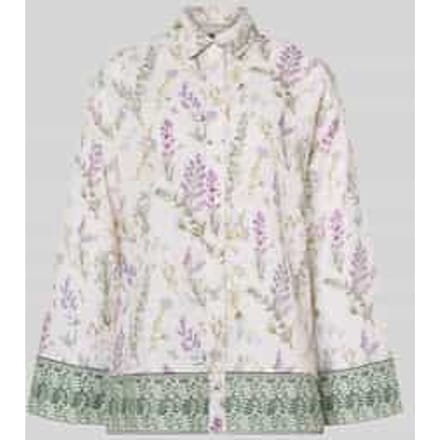 Bloemen Linnen Blouse met lange mouwen met lavendelprint