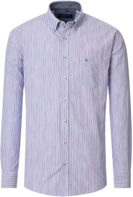 CASA MODA Sport comfort fit overhemd - popeline - blauw met wit en rood gestreept