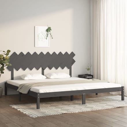 vidaXL - Bedframe - massief - hout - grijs - 200x200 - cm