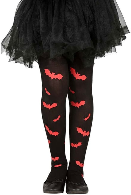 Fiestas Guirca - Panty zwart met rode vleermuizen - kinderen