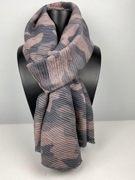 Geribbelde dikke sjaal camouflage extra lang 65 x 220 cm