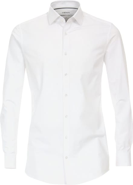 VENTI body fit overhemd - jersey - wit - Strijkvriendelijk - Boordmaat: 41