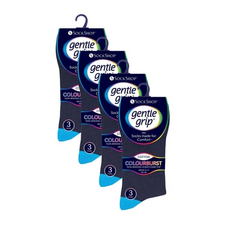 12 Paar Heren Gentle Grip Losse Boven Sokken | Extra Brede Niet-Elastische Sokken