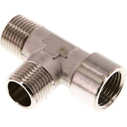 T-koppeling haaks R1/2'' Buitendraad x G1/2'' Binnendraad vernikkeld messing 16 bar (224.8psi)
