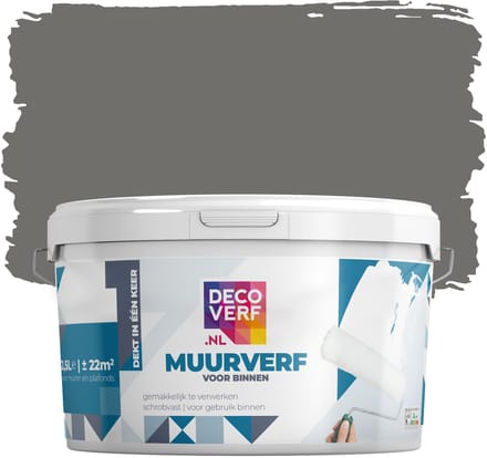 Decoverf muurverf mat authentiek grijs, 2.5L